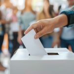 The ballot is manually placed in the ballot box. Generative Ai